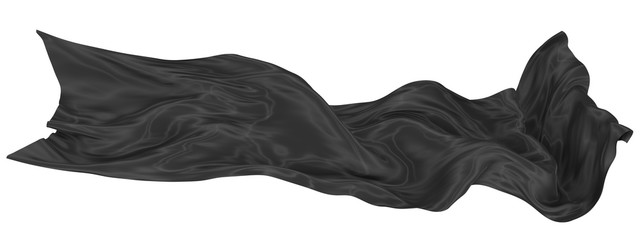 Abstract background of black wavy silk or satin. 3d rendering image.