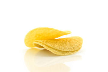 potato chips on white background.