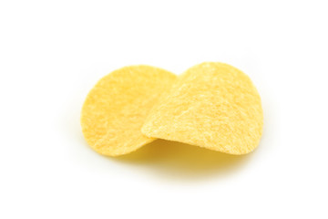potato chips on white background.