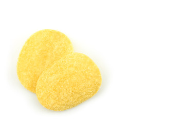 potato chips on white background.