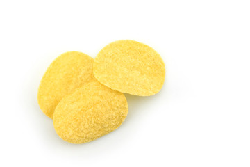 potato chips on white background.