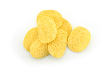 potato chips on white background.