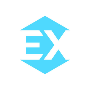 blue EX logo inside hexagon © syuhada