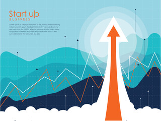 Business up arrow banner flat design