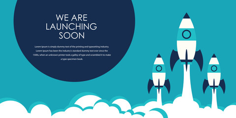 Flat design concept of startup, launch product or service. Vector illustration for website banner