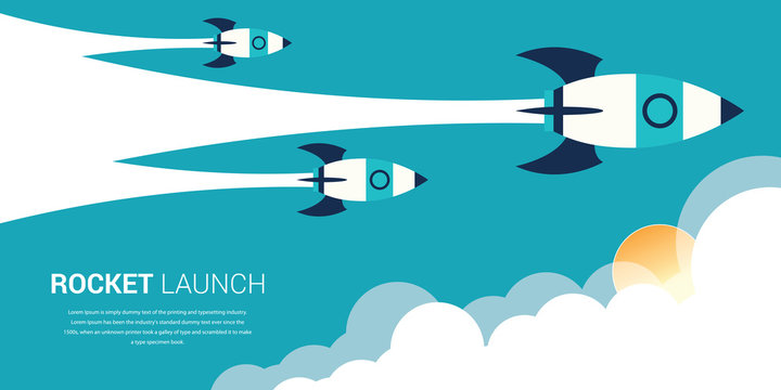 Flat design concept of startup, launch product or service. Vector illustration for website banner