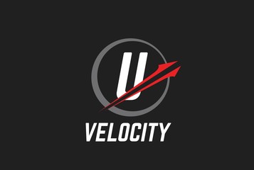 Circle red arrow initial U letter icon design. Vector logo template