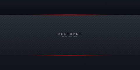 Modern tech design of black red abstract metallic carbon shiny color frame background. Red light with stripes. Vector template for gamer and presentation © Salman