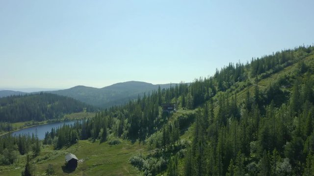 Panorama shot of scenic view at large park Bymarka, near Trondheim, Norway