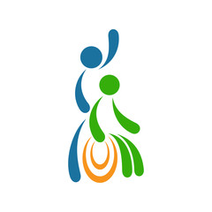 Logo design of disabled people care and support, Disabilities charity logo,   People with disabilities protection logo, Icon help disabled people, Human sitting on the wheelchair vector illustration