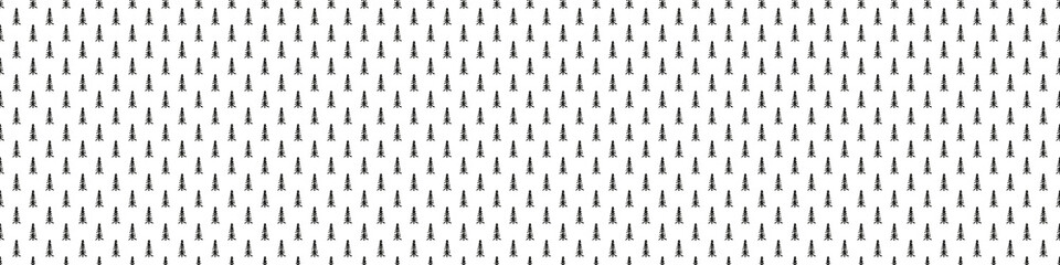 Seamless background with abstract christmas trees. Print for your design. Black and white illustration