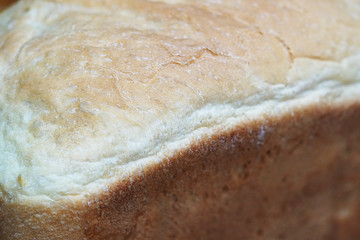 The homemade fresh baked bread loaf.
