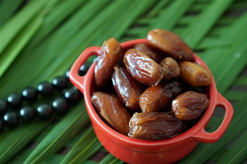 The sweet and dried dates fruit for Ramadan.