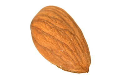 Tasty almonds nuts isolated on white background