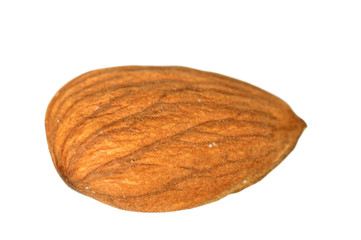 Tasty almonds nuts isolated on white background