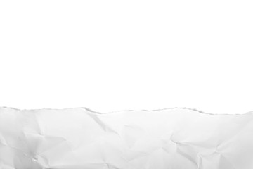 White crumpled paper texture background. Ripped paper isolated on white background with copy space.