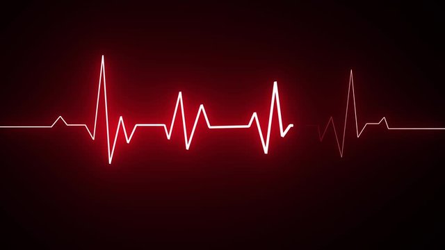 Cardiogram heartbeat heat pulse glowing red neon light loop animated background
