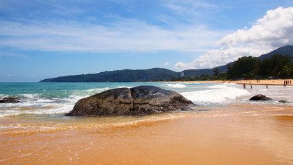 Fototapeta premium Tropical beach, boulders on the beach, Karon beach, Phuket, Thailand
