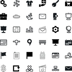 web vector icon set such as: bin, label, growth, direction, holiday, progress, activity, wire, broken, decoration, recycle, cogs, digital, science, portfolio, door, basket, cash, shop, manager