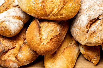 French baguettes. Fresh crisp bread. Bread background.