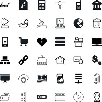 web vector icon set such as: cart, position, shadow, format, military, work, grocery, ppc, container, rewind, connections, trash, graphics, favorite, desk, eps, projector, access, electricity