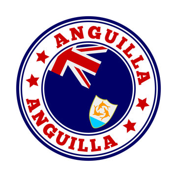 Anguilla sign. Round country logo with flag of Anguilla. Vector illustration.