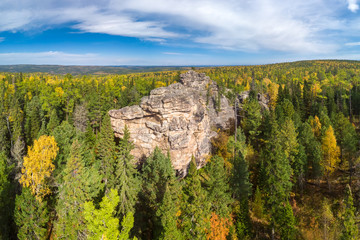Fototapeta na wymiar Top view on the rocks of the Olkha plateau