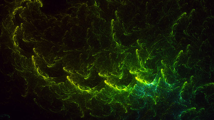 3D rendering abstract green fractal light background