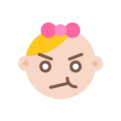 Angry baby flat style icon, vector illustration