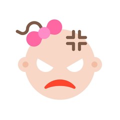 Angry baby flat style icon, vector illustration