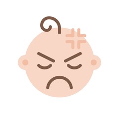Angry baby flat style icon, vector illustration