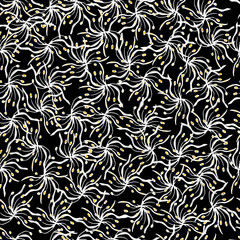 Abstract dark pattern. Seamless vector texture on black background for fabric tiles and paper.