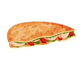 Traditional Quesadilla Snack Vector Illustration. Various Ingredients Wrapped in Multigrain Crumpet