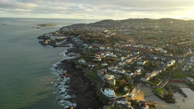 Forty Foot, Sandycove, Sunset, Drone Flyby