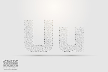English letters abstract font consists 3d of triangles, lines, dots and connections. Vector illustration EPS 10.