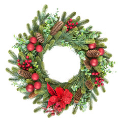 Traditional rustic Christmas wreath