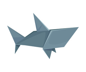 Origami Shark Vector Illustrated Element. Art of Paper Folding Concept