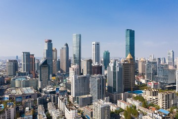 Fototapeta premium Skyline of Nanjing City in A Sunny Day