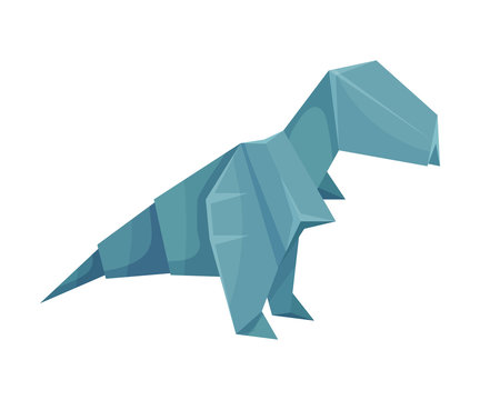 Dinosaur Origami Figure Vector Illustration. Art of Paper Folding Concept