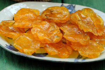 Vietnamese traditional food for tet holiday, kumquat jam from fruits for tea time