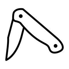 Foldable or folding pocket knife / pocketknife line art vector icon for apps and websites - obrazy, fototapety, plakaty