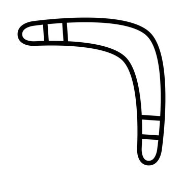 recommend clip art: Boomerang throwing tool with stripe line art vector icon for apps and websites