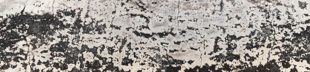 Panorama,Old Wall with Moldy Peeling White Painting from Humidity. Cracked White Wall as Rusty Concrete Weathered Wall Grunge Background or Abstract Backdrop Wallpaper Vintage Texture Design
