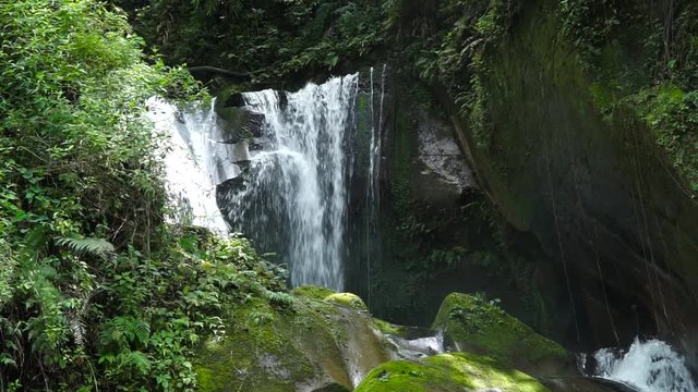 Second level of Taman Eden waterfall at Parapat town, Lake Toba of Indonesia
