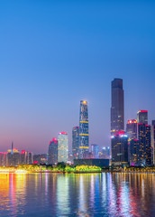 Fototapeta na wymiar Guangzhou city night and architectural landscape skyline