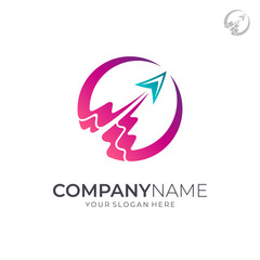 Globe And Arrow Logo Template. Worldwide Shipping Business Logo. Logistic Company Vector Logo. Delivery Service Icon. Financial Symbol. Abstract Web Technology