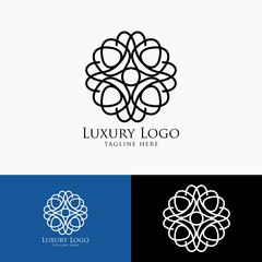 Luxury logo template. Vintage badge frame flourishes. Modern elegant logo design.