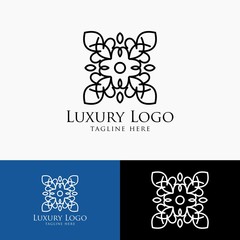 Luxury logo template. Vintage badge frame flourishes. Modern elegant logo design.