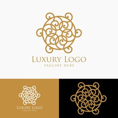 Luxury vector emblem in a circle shape with elegant. Classic elements. Can be used for logo ,invitation, menu, brochure