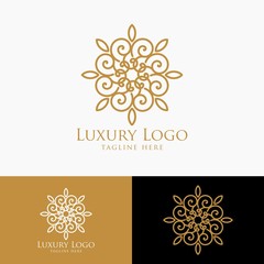 Luxury vector emblem in a circle shape with elegant. Classic elements. Can be used for logo ,invitation, menu, brochure